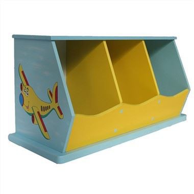 Plava dječja kutija za igračke s 3 ormarića